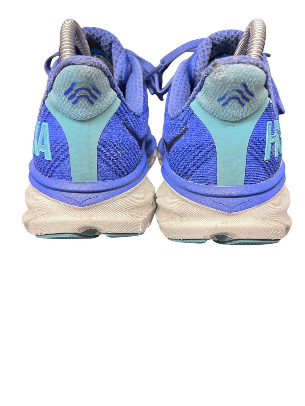 Hoka Clifton 9 Womens Running Shoes 8B teal logo on a bellwether blue - Picture 3 of 8